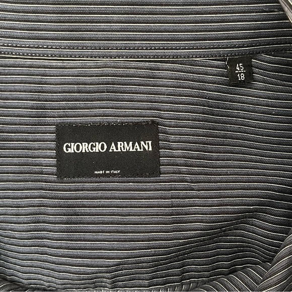 Giorgio Armani - striped dress shirt - real abalone buttons - Made in Italy VTG - Picture 3 of 9